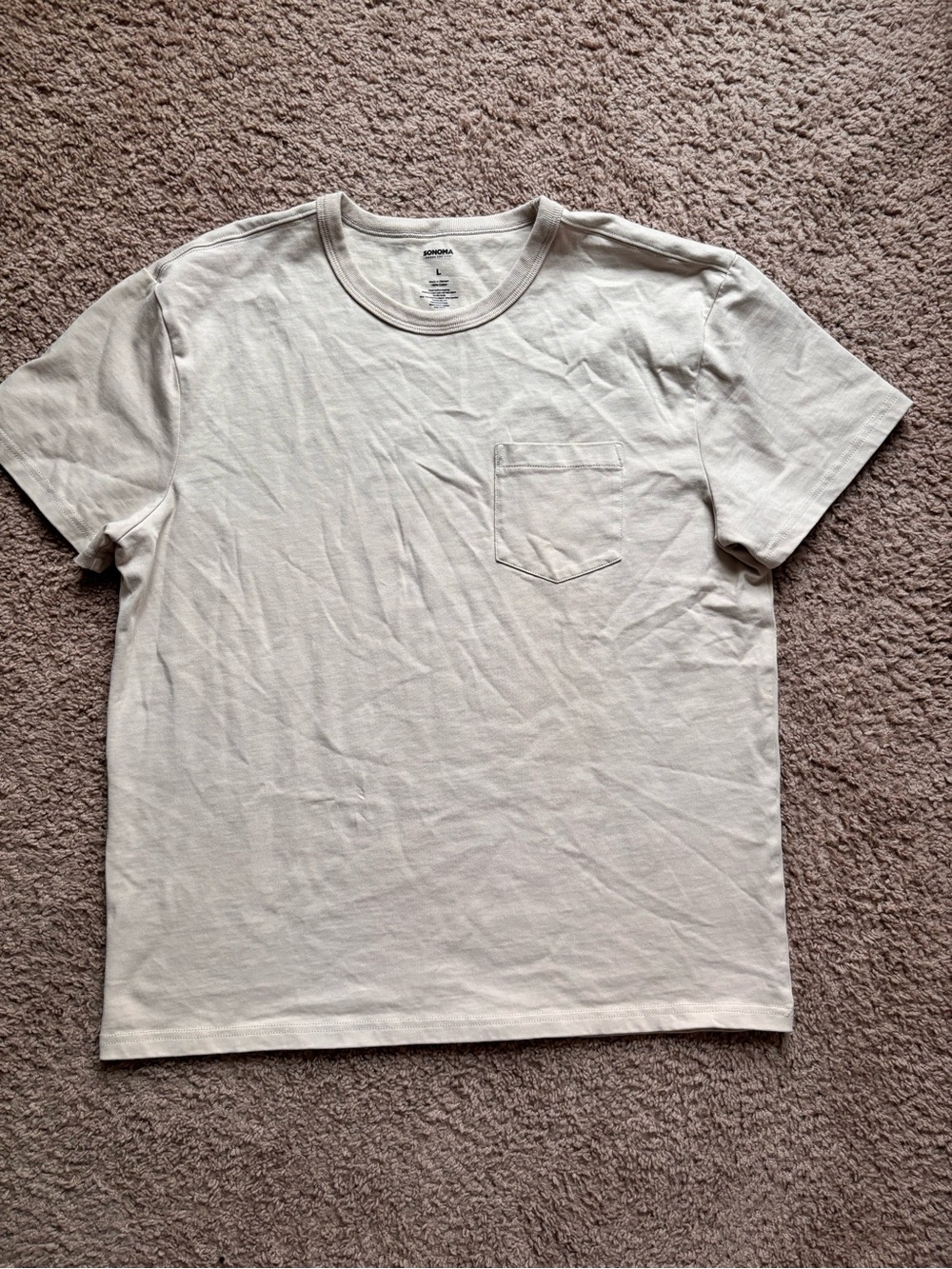 Sonoma Men's Short Sleeve Crew Neck Pocket T-Shirt in Light Beige